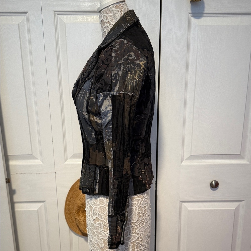 Alberto Makali patchwork blazer jacket three-button sequin embellishments S - Picture 5 of 12